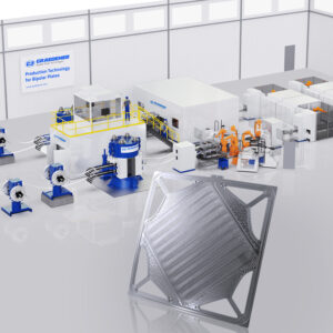 Bipolar plate production lines, pipe forming presses, bending machines and seam milling machines